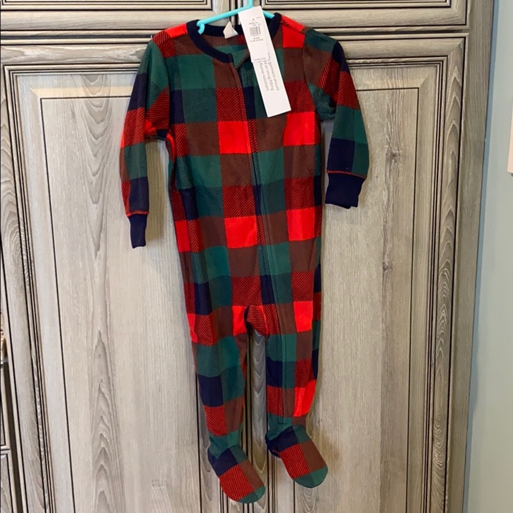 Old Navy Plaid Fleece Footsie 3T